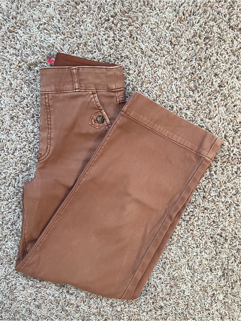 Spanx Clay Brown Slim Straight Cargo Style Jeans Women Size XS Fall Chic Coffee